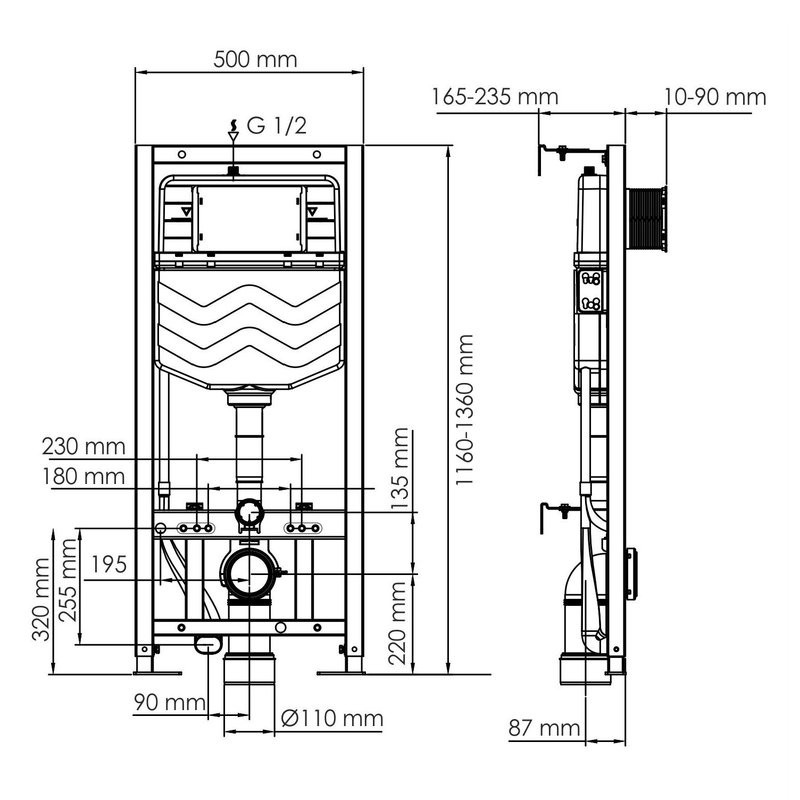 Комплект Унитаз подвесной WasserKRAFT Mindel H002 безободковый + Крышка для унитаза E034 + Система инсталляции для унитазов Aller 10TLT.010.ME + Кнопка смыва BN02
