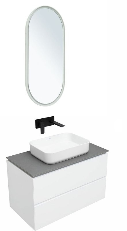 Мебель для ванной комнаты Allen Brau Infinity 85 подвесная, белый матовый, столешница графит