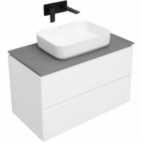 Мебель для ванной комнаты Allen Brau Infinity 85 подвесная, белый матовый, столешница графит