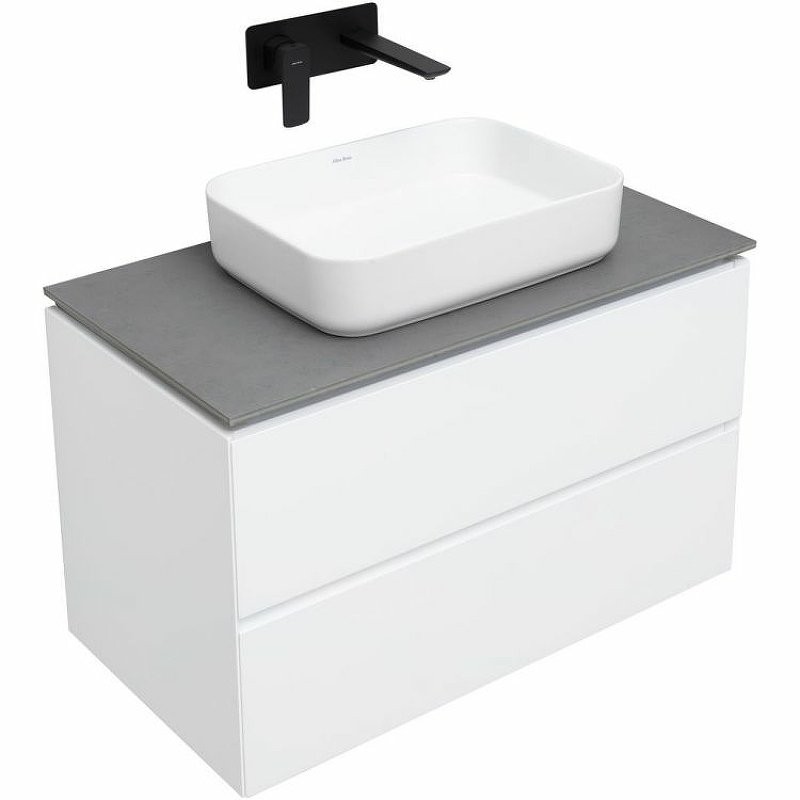 Мебель для ванной комнаты Allen Brau Infinity 85 подвесная, белый матовый, столешница графит