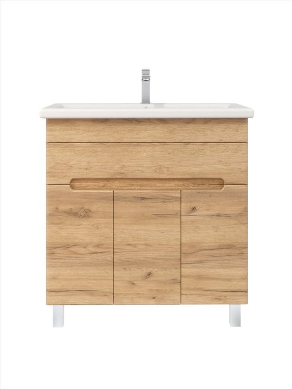 Тумба под раковину без столешницы SanStar Модена 80 напольная, дуб крафт золотой