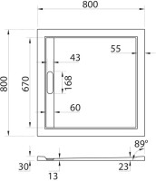 Поддон для душа Cezares TRAY-AS-A-80-30-W 80x80, с сифоном, белый