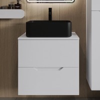 Тумба с раковиной Orange Line 60 подвесная, 2 ящика, матовая белая с раковиной B02-460MB