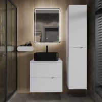 Тумба с раковиной Orange Line 60 подвесная, 2 ящика, матовая белая с раковиной B02-460MB