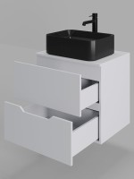 Тумба с раковиной Orange Line 60 подвесная, 2 ящика, матовая белая с раковиной B02-460MB