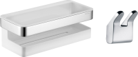 Набор Крючок Keuco Collection Moll 12713 хром, двойной + Полка 12758 хром, белая
