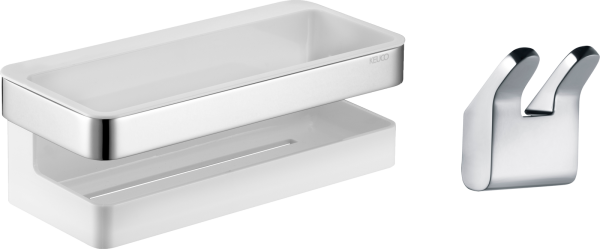 Набор Крючок Keuco Collection Moll 12713 хром, двойной + Полка 12758 хром, белая