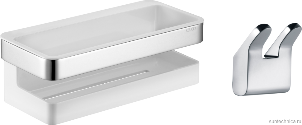 Набор Крючок Keuco Collection Moll 12713 хром, двойной + Полка 12758 хром, белая