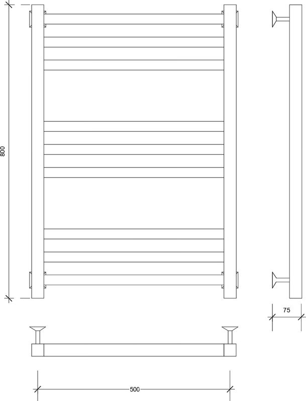 Полотенцесушитель водяной Secado Корато 3 80х50 80x55 см, хром, лесенка