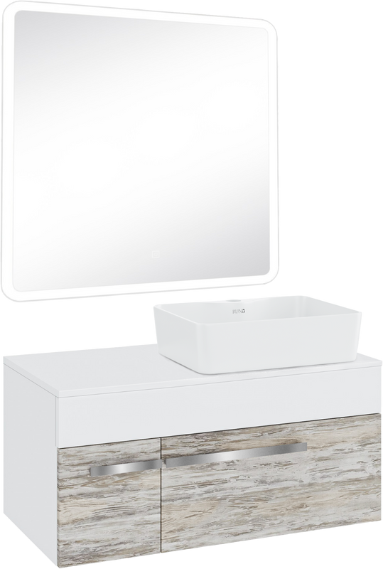 Мебель для ванной комнаты Runo Вудлайн 85 скандинавский дуб, раковина Lavello 50