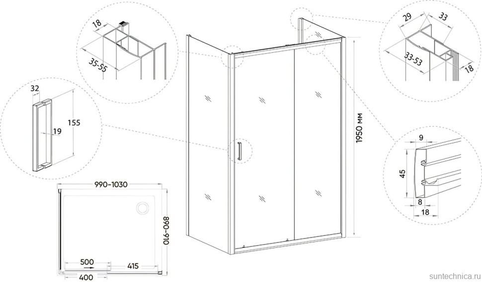 Душевой уголок Veconi Rovigo RV-046B 100x90