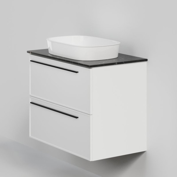 Тумба с раковиной La Fenice Elba Twin 80 подвесная, bianca, столешница черный мрамор, раковина белая матовая