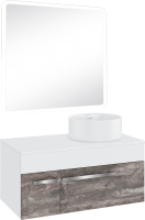 Мебель для ванной комнаты Runo Вудлайн 85 железный камень, раковина Sole 40