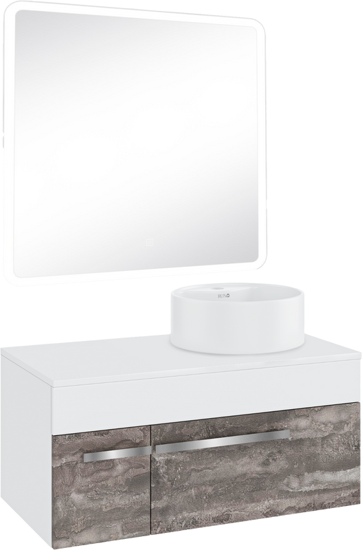 Мебель для ванной комнаты Runo Вудлайн 85 железный камень, раковина Sole 40