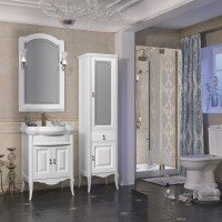 Зеркало Opadiris Лоренцо 60 белое матовое, с полкой и выключателем