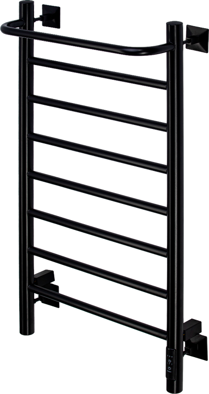 Полотенцесушитель электрический Comfysan Capri EC-8 80х40 80x45 см, подключение справа, слева, матовый черный, лесенка, из стали
