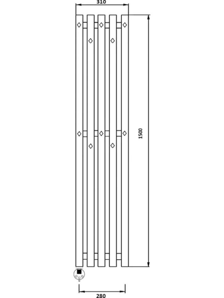 Полотенцесушитель электрический Secado Сандриго 5К 1500/280 150x30 см, подключение слева, графит, I-образный
