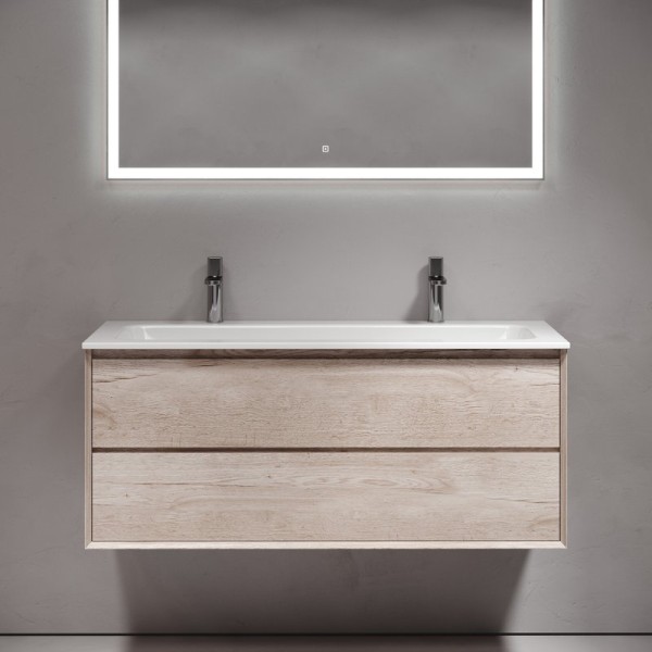 Тумба с раковиной Sancos Marmi 2.0 120 на двоих, дуб галифакс натуральный