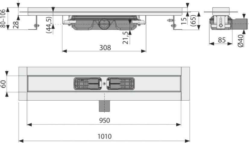 Душевой трап (лоток) AlcaPlast APZ106 -950 95 см