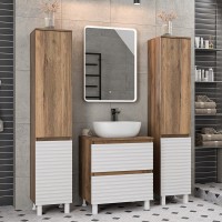 Тумба под раковину Brevita Dakota 60 напольная, дуб галифакс олово, белый