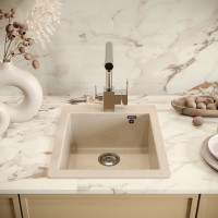 Мойка кухонная Ulgran U-404 302 песочная + дозатор U-01 песочный