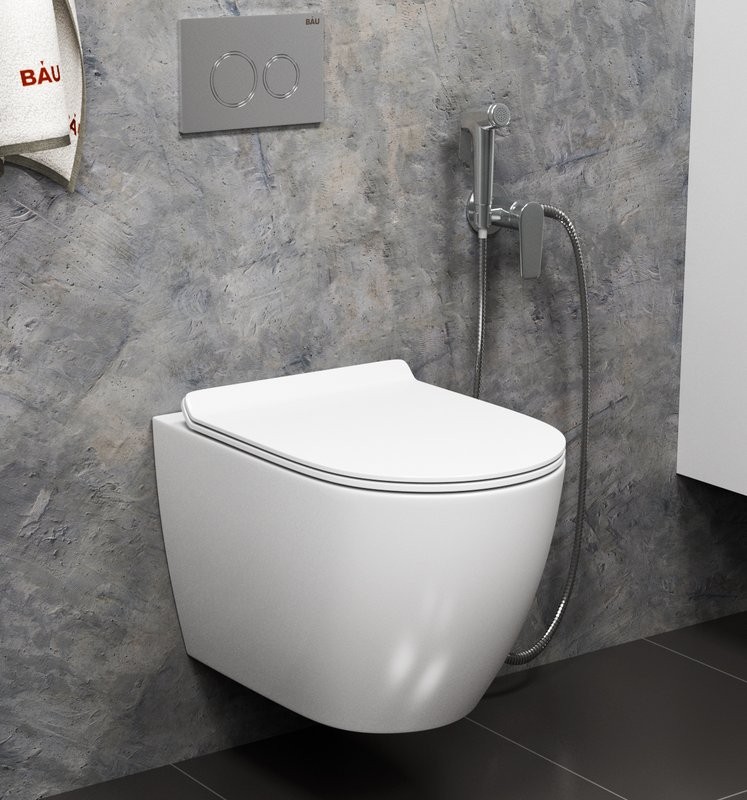 Унитаз подвесной Bauedge Bau Dream безободковый, с микролифтом, белый
