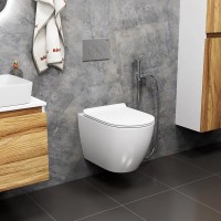 Унитаз подвесной Bauedge Bau Dream безободковый, с микролифтом, белый