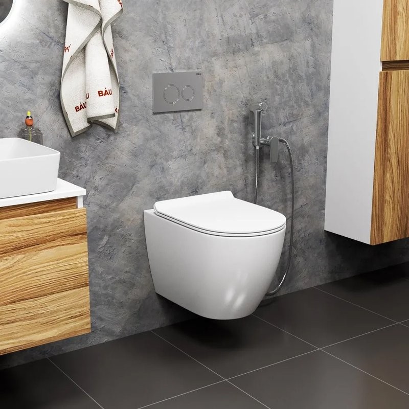 Унитаз подвесной Bauedge Bau Dream безободковый, с микролифтом, белый