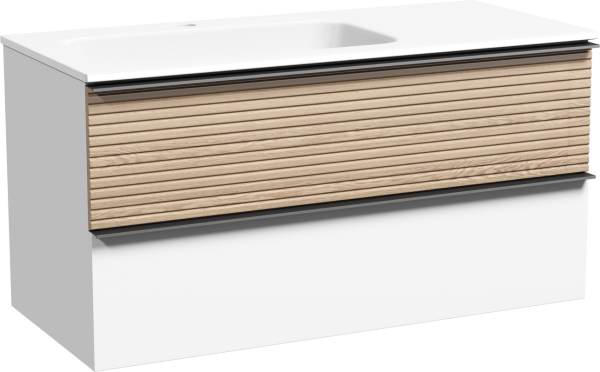 Тумба под раковину Sancos Delta 100 L дуб светлый, белый