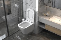 Унитаз подвесной Abber Rechteck AC1201 безободковый, с микролифтом, белый