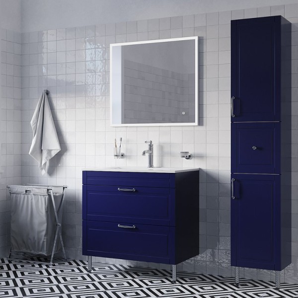 Мебель для ванной комнаты IDDIS Oxford 80 напольная, синяя, раковина 0138000i28