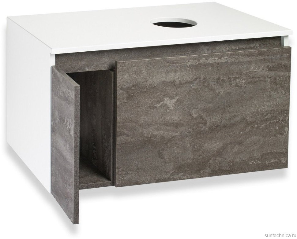 Тумба с раковиной Runo Бари 80 железный камень, раковина Poligono 65
