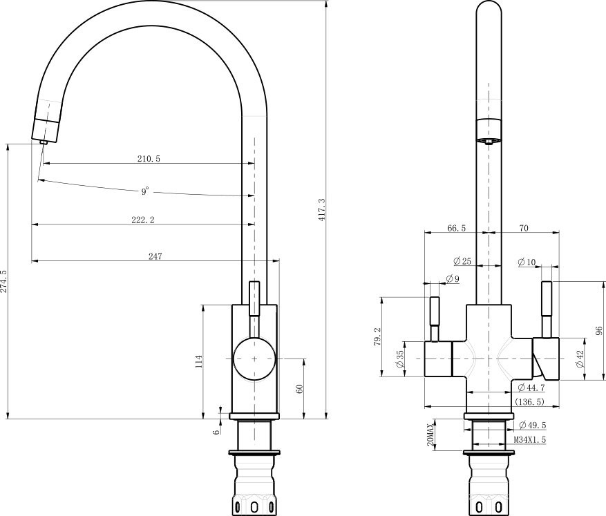 Смеситель для кухни Olive'S Balear 13445BLB