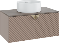 Тумба с раковиной Runo Андорра 85 кашемир серый, дуб какао, раковина Sole 40