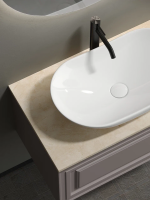 Тумба с раковиной Sancos Very 80 см, doha soft, столешница бежевая, раковина CN6015