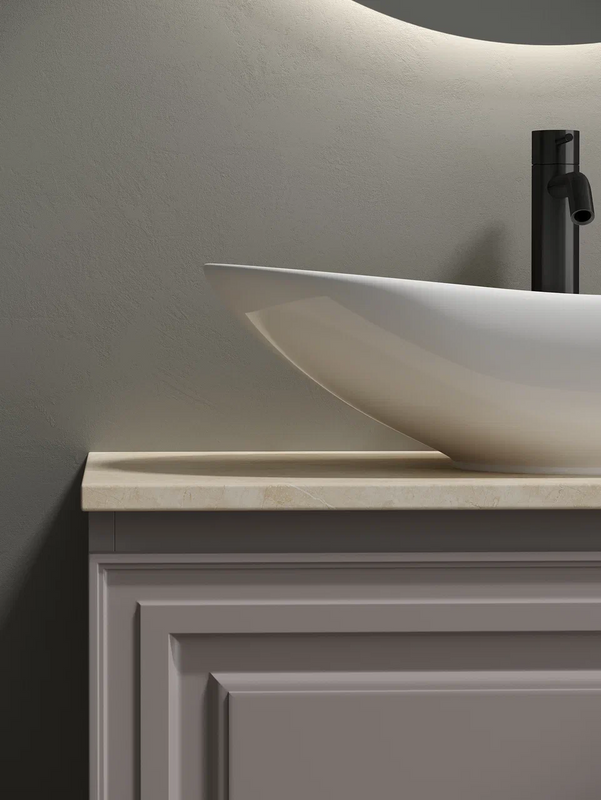 Тумба с раковиной Sancos Very 80 см, doha soft, столешница бежевая, раковина CN6015