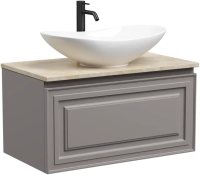 Тумба с раковиной Sancos Very 80 см, doha soft, столешница бежевая, раковина CN6015