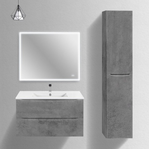 Мебель для ванной комнаты Vincea Mia Slim 90, 2 ящика, бетон