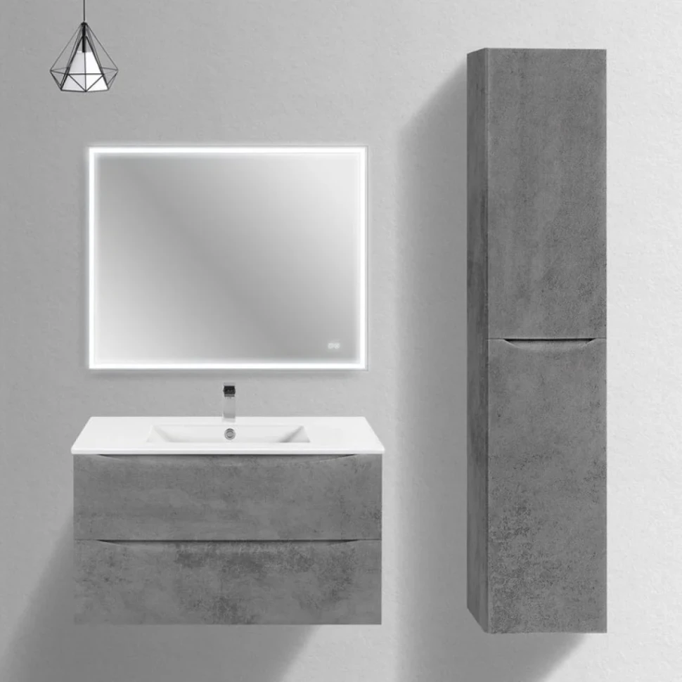 Мебель для ванной комнаты Vincea Mia Slim 90, 2 ящика, бетон