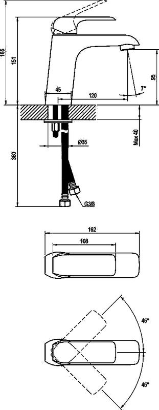 Смеситель для раковины Ravak Flat X070173 черный матовый