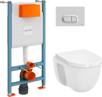 Комплект VitrA S40 L-box 9005B003-7211 подвесной унитаз безободковый, с микролифтом + инсталляция + кнопка