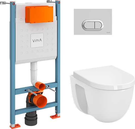 Комплект VitrA S40 L-box 9005B003-7211 подвесной унитаз безободковый, с микролифтом + инсталляция + кнопка