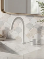 Смеситель для раковины AltroBagno Биланча 010906MW матовый белый Смеситель для раковины AltroBagno Биланча 010906MW матовый белый