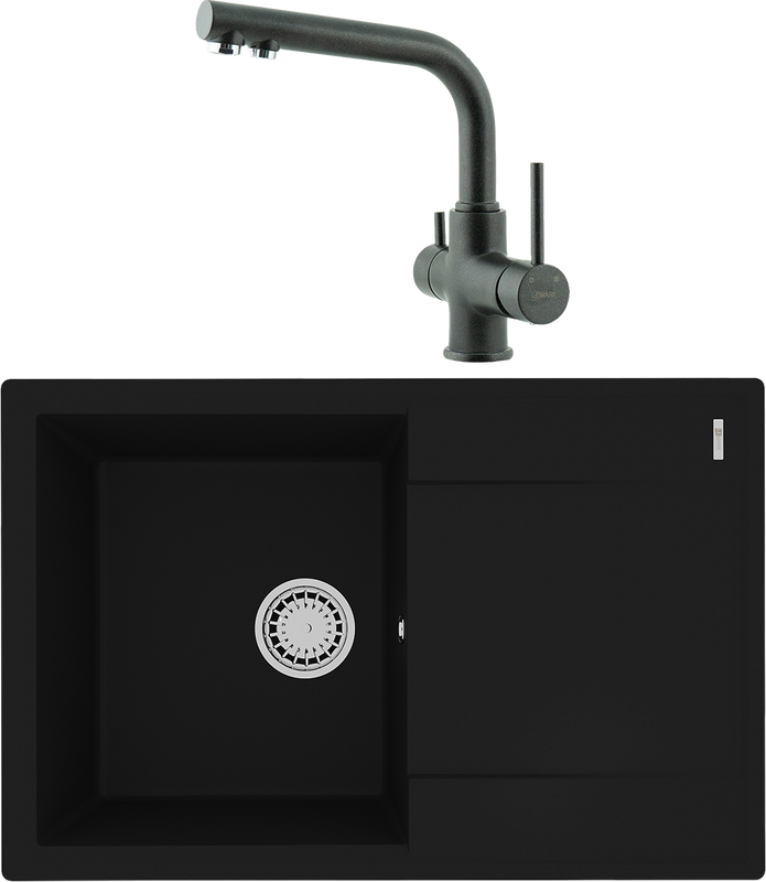 Комплект Мойка Lemark Imandra 760 9910025 антрацит + Смеситель Comfort LM3061PAN антрацит