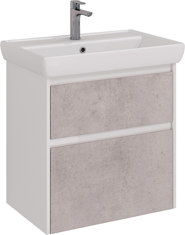 Тумба под раковину Lemark Combi 70 бетон, белая глянцевая