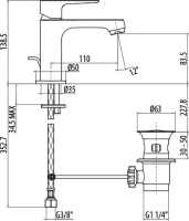 Смеситель для раковины Gattoni H2OMIX 3000 3041/30C0cr хром