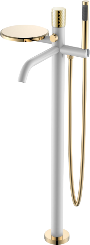 Напольный смеситель для ванны с душем Boheme Stick 129-WG white diamond gold