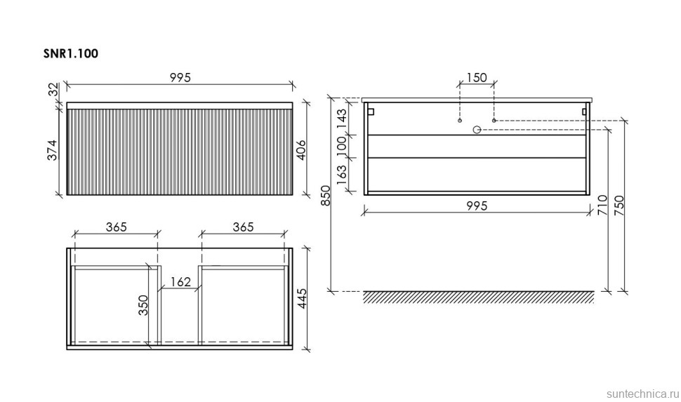 Тумба под раковину без столешницы Sancos Snob R 1.0 100 beige soft