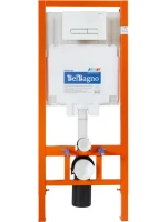 Комплект Унитаз подвесной BelBagno Loto BB070CHR/SC безободковый, с микролифтом, инсталляция BB002-80 с кнопкой BB018-GV-BIANCO