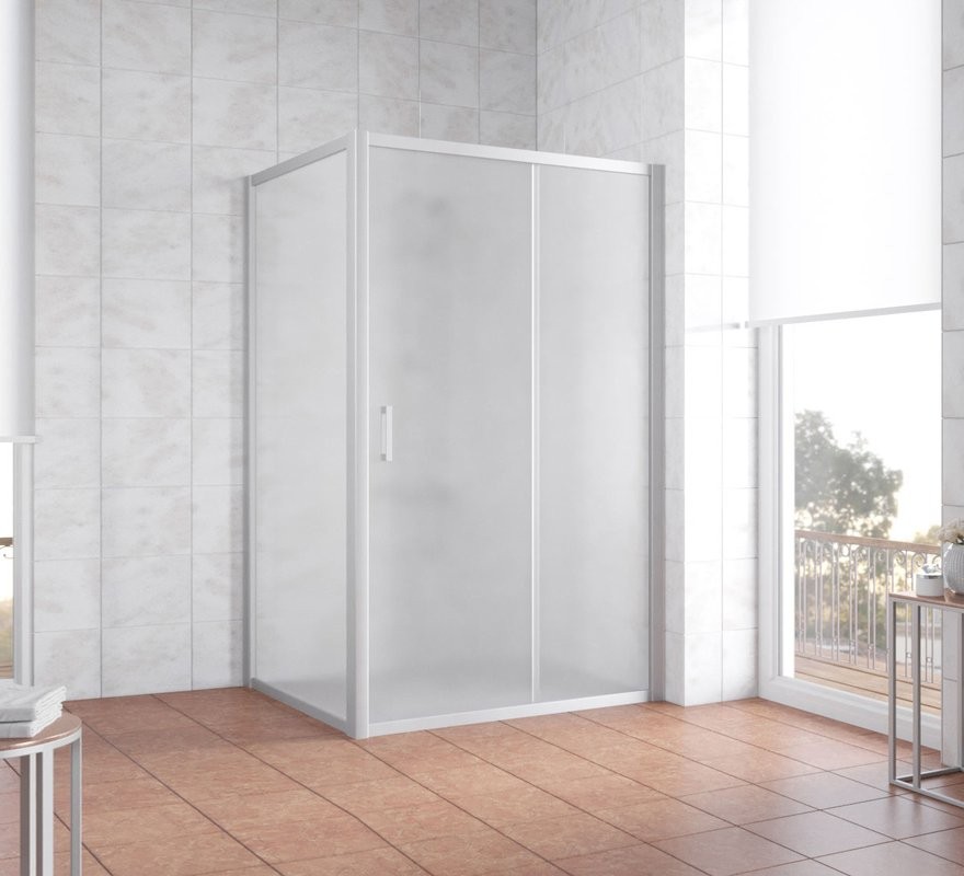 Душевой уголок Vegas Glass ZP+ZPV 110*100 07 10 профиль матовый хром, стекло сатин